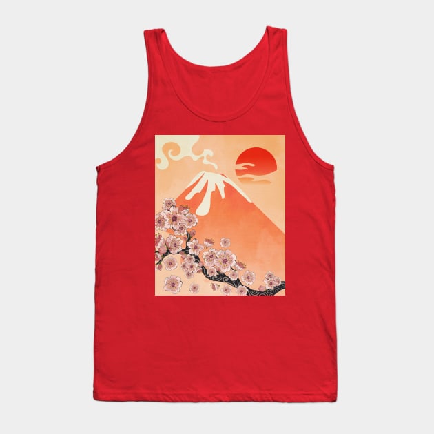 Sakura branch and volcano Tank Top by AnnArtshock